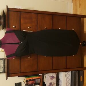 Jones New York Solid Black Wrap Skirt Evening Cocktail Dress Size 8